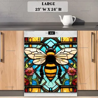 Preview of Stained Glass Beautiful Bumblebee magnet in Large size.