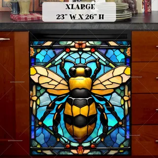 Preview of Stained Glass Pretty Bumblebee magnet in Extra Large size.