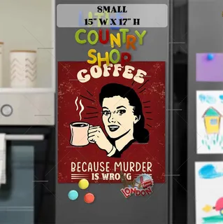 Preview of Retro Coffee Poster magnet in Small size.