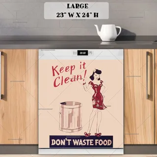 Preview of Don’t Waste Food Retro Poster magnet in Large size.