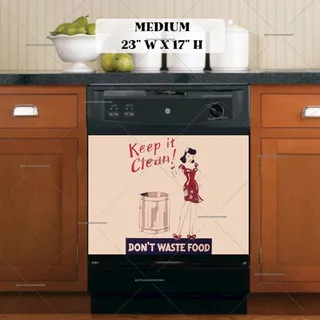 Preview of Don’t Waste Food Retro Poster magnet in Medium size.