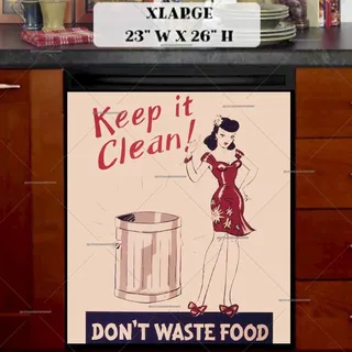 Preview of Don’t Waste Food Retro Poster magnet in Extra Large size.