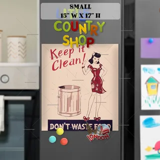 Preview of Don’t Waste Food Retro Poster magnet in Small size.