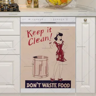 Preview of Don’t Waste Food Retro Poster magnet.