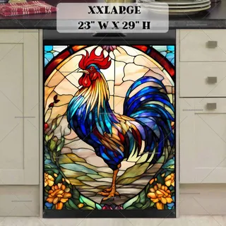 Preview of Stained Glass Beautiful Rooster magnet in XX Large size.