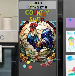 Preview of Stained Glass Beautiful Rooster magnet in Small size.