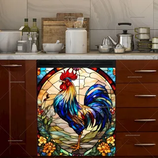 Preview of Stained Glass Beautiful Rooster magnet.