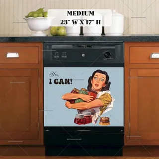 Preview of Retro Housewife with Cans magnet in Medium size.