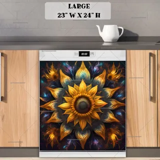 Preview of Pretty Sunflower Mandala magnet in Large size.