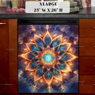 Preview of Abstract Glowing Mandala Design magnet in Extra Large size.