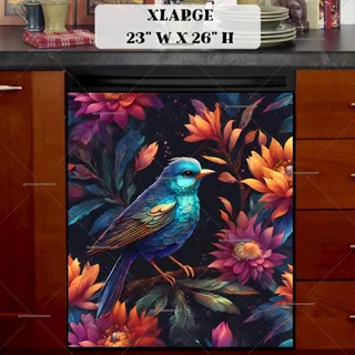 Preview of Folk Bird and Flowers magnet in Extra Large size.