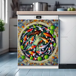 Preview of Stained Glass Summer Koi Fish Pond magnet.