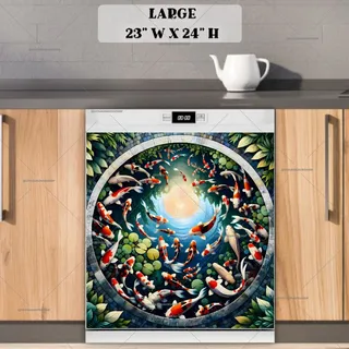 Preview of Stained Glass Koi Fish Pond magnet in Large size.