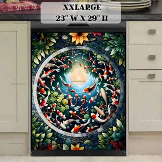 Preview of Stained Glass Koi Fish Pond magnet in XX Large size.