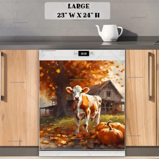 Preview of Cute Calf and Pumpkins magnet in Large size.