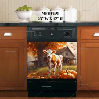 Preview of Cute Calf and Pumpkins magnet in Medium size.