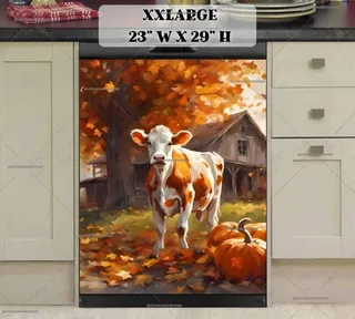 Preview of Cute Calf and Pumpkins magnet in XX Large size.