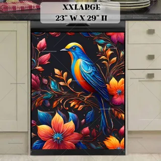 Preview of Blue and Yellow Folklore Bird magnet in XX Large size.