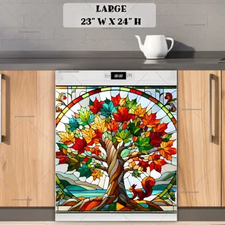 Preview of Stained Glass Tree and Squirrel magnet in Large size.