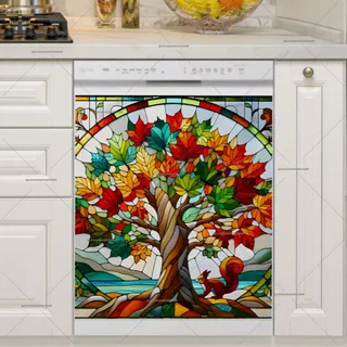 Preview of Stained Glass Tree and Squirrel magnet.