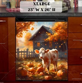 Preview of Autumn Farmhouse Calf magnet in Extra Large size.