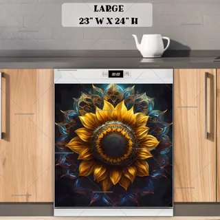 Preview of Blooming Sunflower Mandala magnet in Large size.