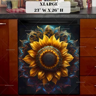 Preview of Blooming Sunflower Mandala magnet in Extra Large size.