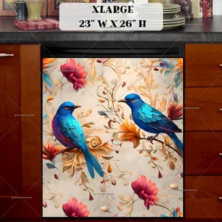 Preview of Blue Folklore Birds magnet in Extra Large size.