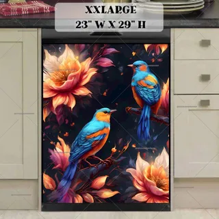 Preview of Folk Birds with Dreamy Flowers magnet in XX Large size.