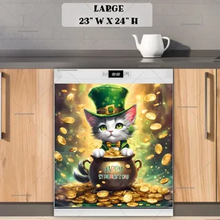 Preview of St. Patrick’s Day Kitten in Top Hat magnet in Large size.