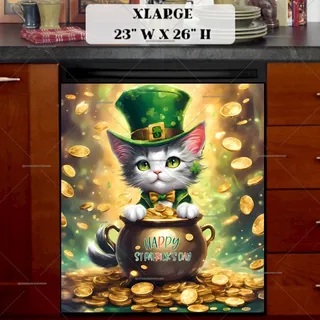 Preview of St. Patrick’s Day Kitten in Top Hat magnet in Extra Large size.