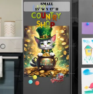 Preview of St. Patrick’s Day Kitten in Top Hat magnet in Small size.