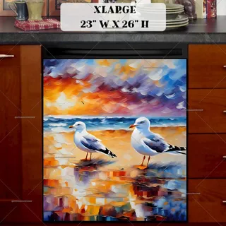 Preview of Seagulls Couple on the Beach magnet in Extra Large size.