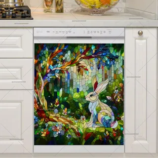 Preview of Stained Glass Rabbit in the Forest magnet.