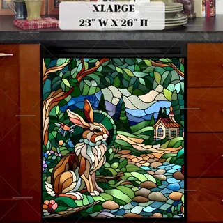 Preview of Stained Glass Bunny at the Cottage magnet in Extra Large size.