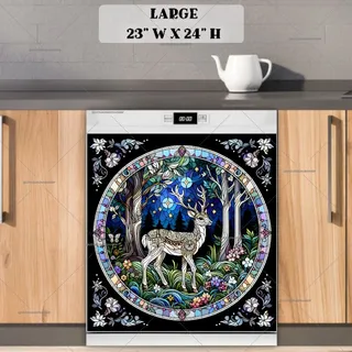 Preview of Stained Glass White Deer magnet in Large size.