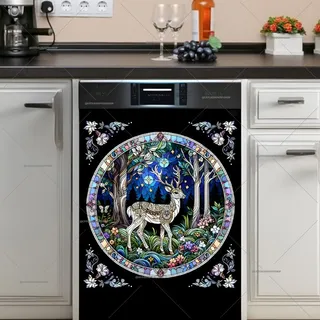 Preview of Stained Glass White Deer magnet.