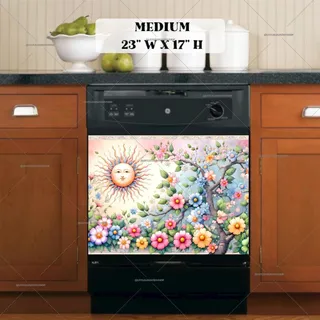 Preview of Bohemian Folk Sun and Flowers magnet in Medium size.