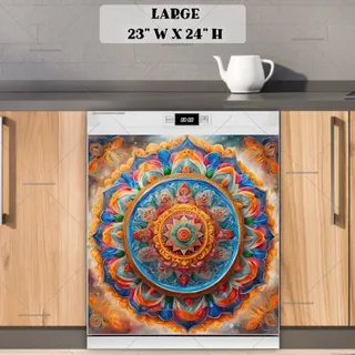 Preview of Whimsical Colorful Mandala magnet in Large size.