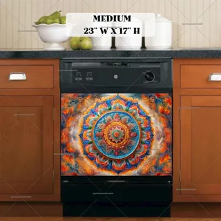 Preview of Whimsical Colorful Mandala magnet in Medium size.