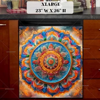 Preview of Whimsical Colorful Mandala magnet in Extra Large size.