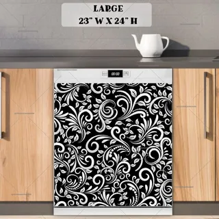 Preview of Black and White Batik Pattern magnet in Large size.