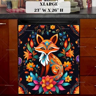 Preview of Little Folklore Floral Fox magnet in Extra Large size.