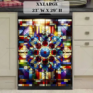 Preview of Stained Glass Folklore Mandala magnet in XX Large size.