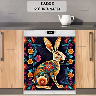 Preview of Bohemian Folklore Rabbit magnet in Large size.