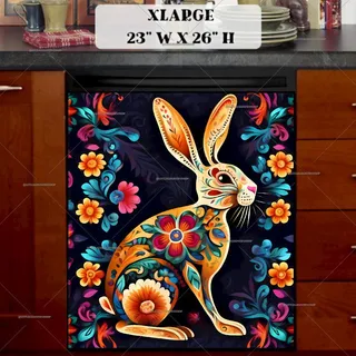 Preview of Bohemian Folklore Rabbit magnet in Extra Large size.