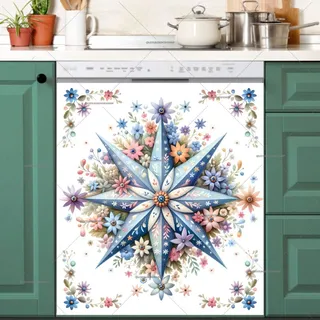 Preview of Bohemian Folk Star and Flowers magnet.