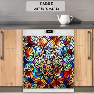 Preview of Stained Glass Mandala Art magnet in Large size.