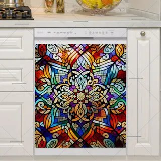 Preview of Stained Glass Mandala Art magnet.