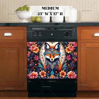 Preview of Native Fox and Flowers magnet in Medium size.